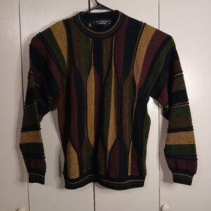 Protege Collection Men’s Vtg 3D Knit Sweater Textured Multi Color 90’s. (0664N2)